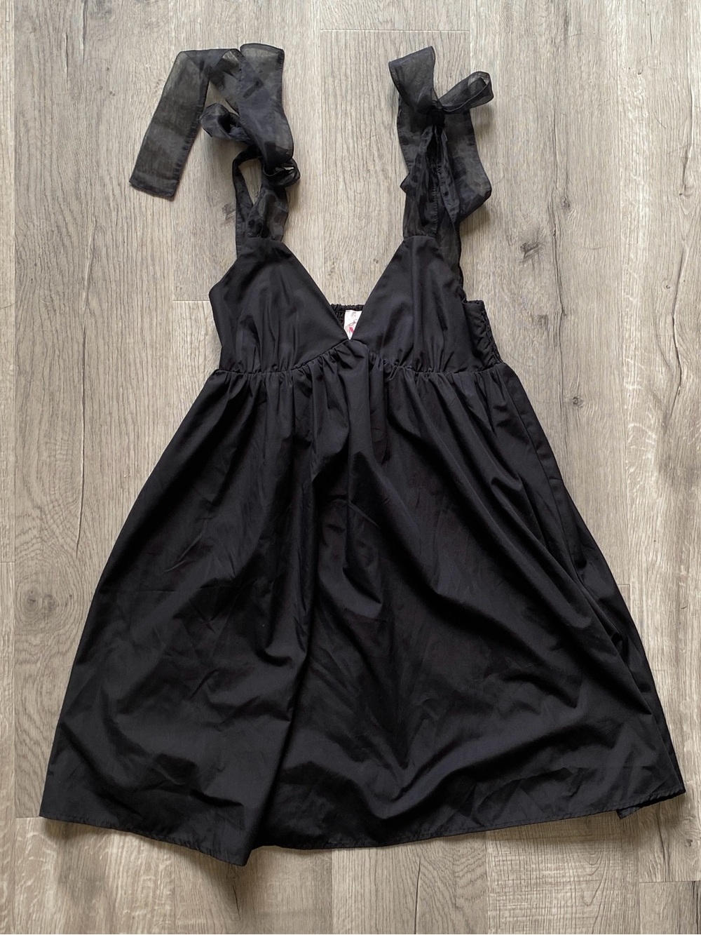 NEW Black Ribbon Straps Babydoll Style Short So Me Mini Dress Size small